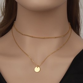 MOTIBACK 14K Gold Plated Layering Necklaces for Women – Stylish Minimalist Double Layer Pendant Necklace with Elegant Chain Design