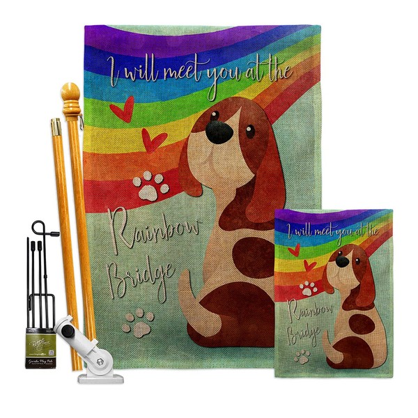 Breeze Decor Rainbow Bridge Burlap Garden House Flag Kit Expression