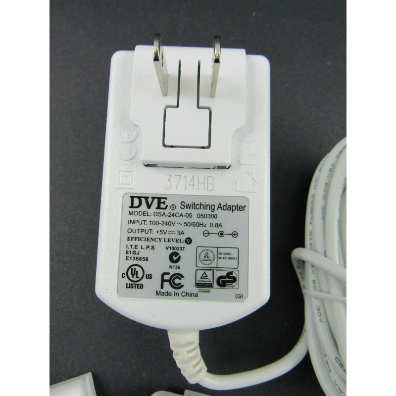 DVE Switching Adapter Model DSA-24CA-05 050300 5V 3A Power AC