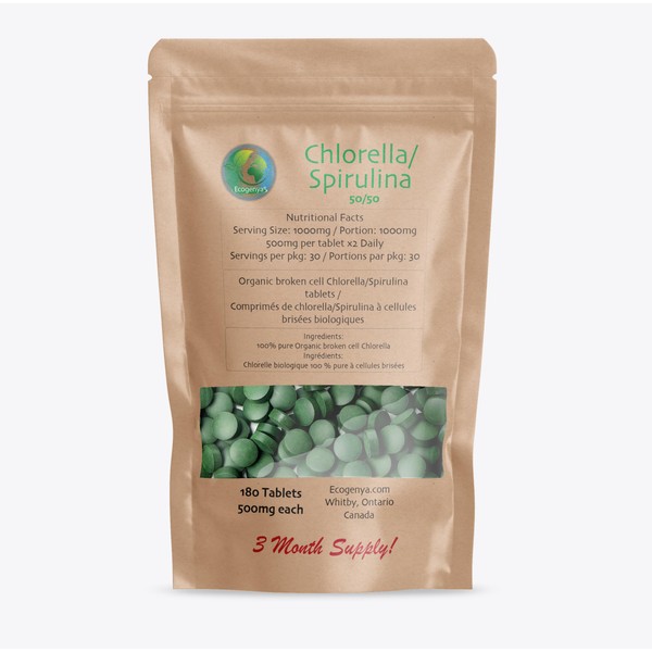 NEW Ecogenya Chlorella/Spirulina tablets - organic Hawaiian chlorella + Spirulina