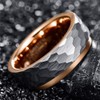 TUNGSTORY 8mm Mens Hammered Ring Multi-faceted Rose Gold Tungsten Wedding