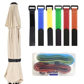 Celeyearnirs 6 Pack Reusable Patio Umbrella Tie Strap,Nylon Self Adhesive Strap Adjustable Securing Straps for Parasol Multipurpose Patio Umbrella Accessories