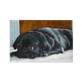 CafePress Resting Black Pug Puppy Rectangle Magnet, 3"x2" Refrigerator Magnet