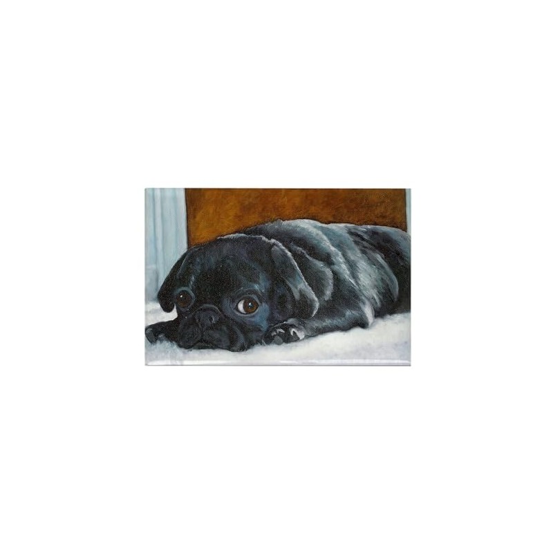 CafePress Resting Black Pug Puppy Rectangle Magnet, 3"x2" Refrigerator Magnet