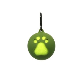 Dog Toy Ball Holder - Leash Attachment, Hands-Free, Pet Toys, Silicone, Lightweight, for All Breeds and Sizes, Fits Standard Tennis Balls - Tennis Ball NOT Included (Olive)