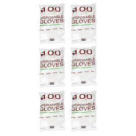 Black Duck Brand Set of 600 White Disposable Gloves - In Sealed Packs of 100 - One Size Fits All - Measures 11inx10in 28cmx26cm - Great for Painting, Food Prep, Gardening and More!