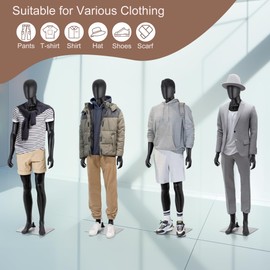 ZENY Male Form Mannequin Full Body with Adjustable Posture, 73 Inches Male Mannequin Model Stand for Retail Clothing Shops, Black