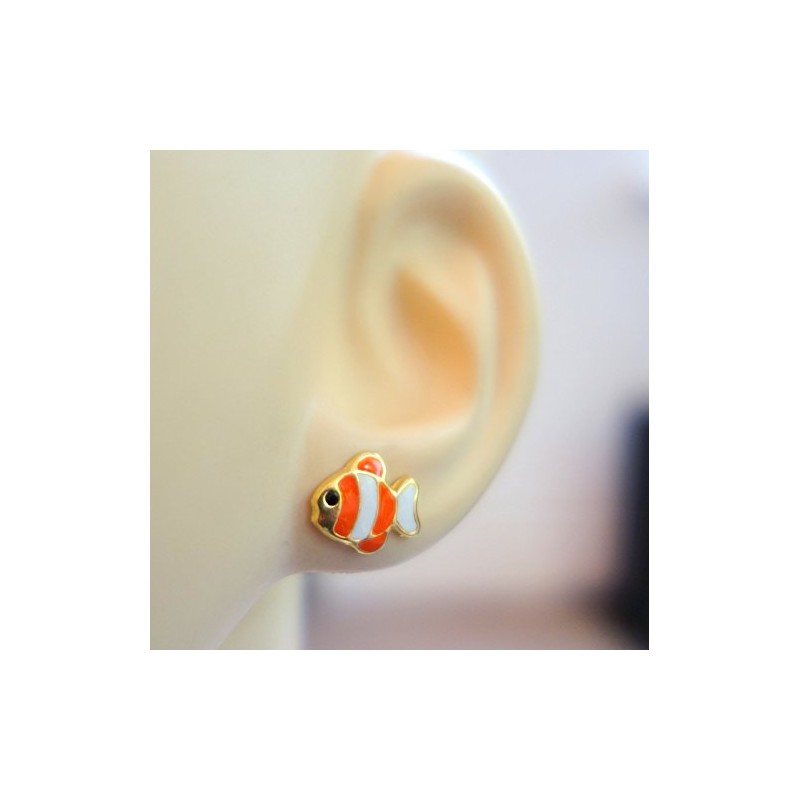 Fish Earrings 925 Sterling Silver with Gold Plating