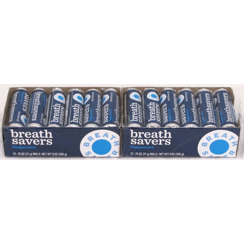 Breath Savers Peppermint Pack of 24 Rolls Mints Breathsavers Bulk
