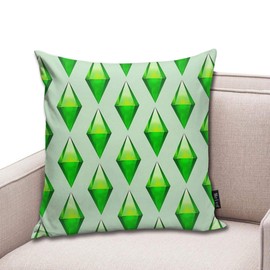 QMS CONTRACTING LIMITED The Sims Plumbob Print Pillowcase Home Life Cotton Cushion Case 18 x 18 inches