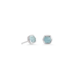 Kendra Scott Davie Stud Earrings in Sterling Silver, Fine Jewelry for Women, Aquamarine