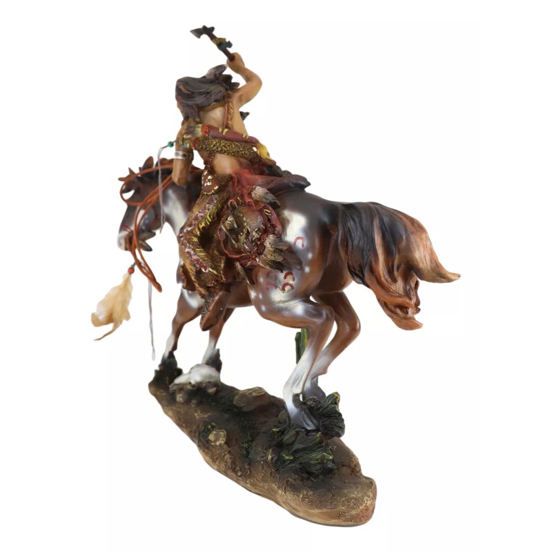 Native Indian Chief Warrior With Hand Axe Charging On Warpath