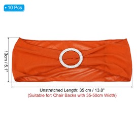 PATIKIL 13" x 5" Stretch Chair Sashes Bows, 10 Pack Elastic Chair Bands Sashes with Buckle Slider for Wedding Banquet Decorations, Orange