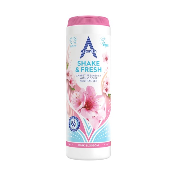 Astonish Shake & Fresh Teppich-Lufterfrischer, beseitigt Gerüche, rosa Blüte, 400