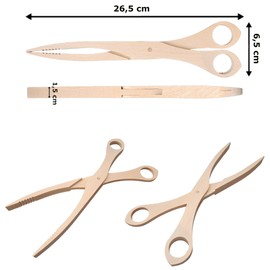 OSTENTO Wooden Kitchen Tongs, Wooden Tongs, Grill, Wood Scissors, Kitchen, Kitchen Tongs Set for Sausages, Toast, Fruit, Bread, Cucumbers, Salad (1 Wooden Scissors)