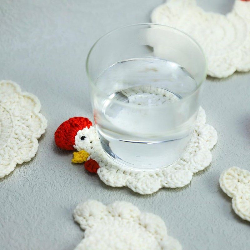 WAIT FLY Handmade Crochet Coasters Cute Drink Coaster Set for