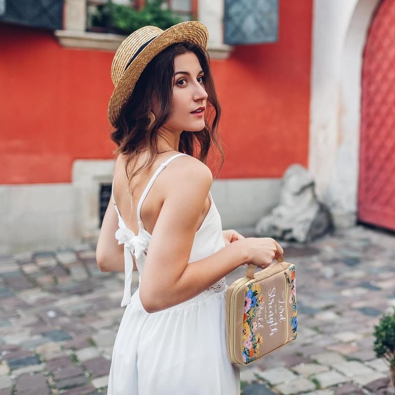 Bible Cover Case with Bookmark, Tabs and Handle Zippered Pocket