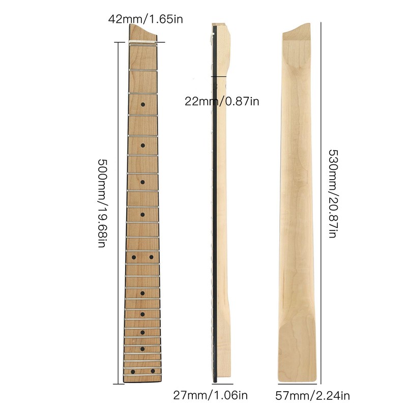 Headless 25 Fret Fingerboard Headless Maple Wood Electric Guitar Neck