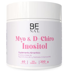 Be Nat Myo & D-chiro Inositol en Polvo | Relaci?n 40:1 | Con L-metilfolato (5-mthf) Y Fibregum? | Sin Sabor | Soluble al Instante | 300 G | 60 Porciones | Suplemento Alimenticio