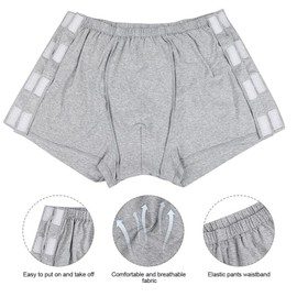 PENINSULA LOVE Post Surgery Tear Away Shorts Men Adaptive Cotton Briefs for Hip Knee Surgery Recovery and Stroke Paralysis Grey