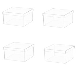 Dayaanee Clear Acrylic Box with Lid, Clear Acrylic Plastic Square Cube containers Storage Box 5.9x5.9x2.36Inches/150X150X60mm for Candy Pill and Tiny Jewelry,4 Pack
