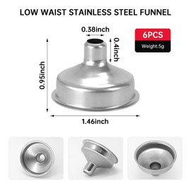 6Pcs Stainless Steel Mini Funnel Quick & Spill-Free for Essential Oil Bottles, Amber Bottles, Drinking Liquor Flasks, DIY Lipbalms, Spices Perfume Liquids and Spice Powder (6)