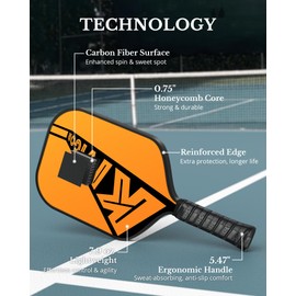KIVIGOR Pickleball Paddles Set of 2, Carbon Fiber Surface, Polypropylene Honeycomb Core, Lightweight Rackets Pickle Ball Paddle Set 2 Pack Outdoor Pickleball Gifts for Men Women Adults,P1
