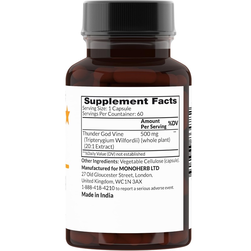 MONOHERB Thunder God Vine 20:1 Root Extract 500 mg -