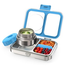 HOMEKOL Stainless Steel Bento Lunch Box + 9.5oz Insulated Food Jar, Blue