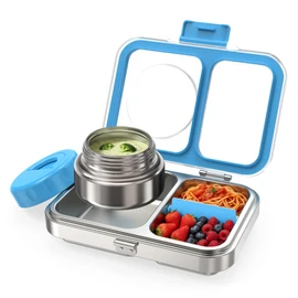 HOMEKOL Stainless Steel Bento Lunch Box + 9.5oz Insulated Food Jar, Blue