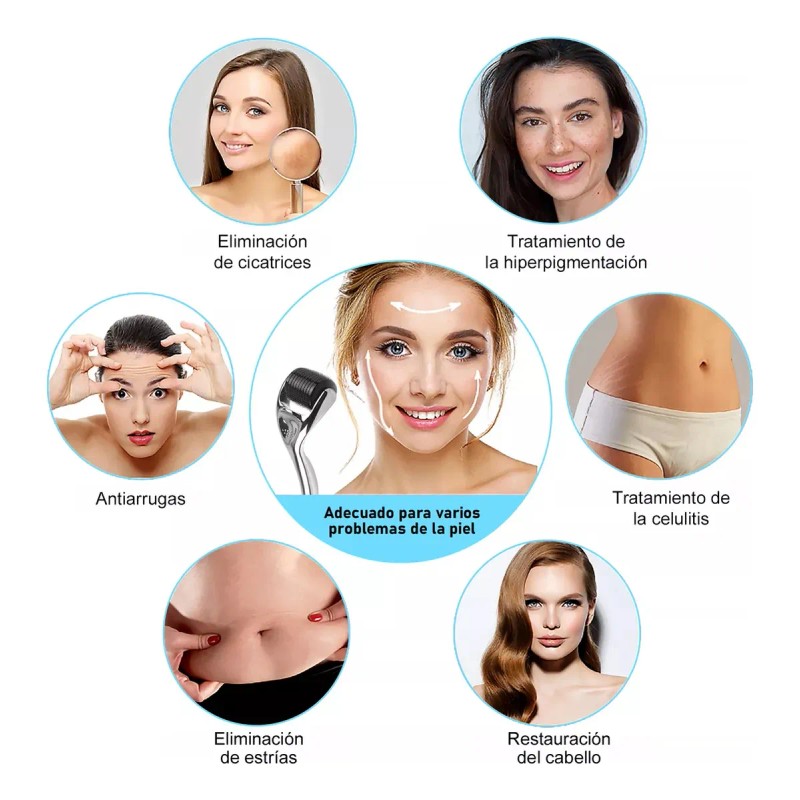 4 Dermaroller Facial Barba Titanio Skincare Rodillo Facial