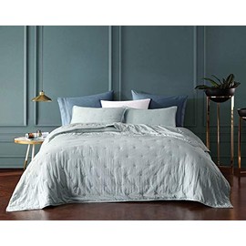 BOURINA Reversible Quilt Coverlet Set Queen - Pre-Washed Microfiber Ultra Soft Lightweight Star Quilted Bedspread 3-Piece Quilt Set, Aqua