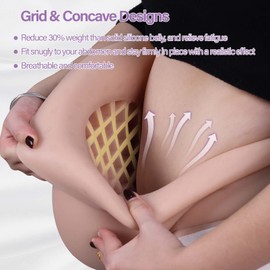 Funxzior Silicone Fake Pregnancy Pregnant Belly with Ventilation Grid Realistic Beer Belly for Cosplay Actors Film Props (Mid Trimester, Waist L Size, Beige)