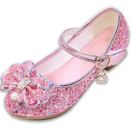 Walofou Flower Girls Pink Girl Shoes Princess Shoes Girls' Flat for Toddler/Little Kid Girls' Shoes/Big Kid (280502 Pink 11)