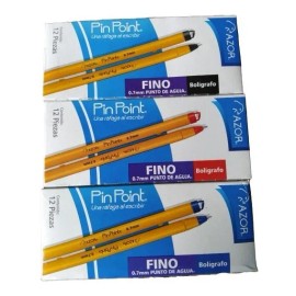 3 Cajas De Lapiceros Pinpoint (1 Azul, 1 Negra Y 1 Rojo) Amarillo Negro, Azul Y Rojo