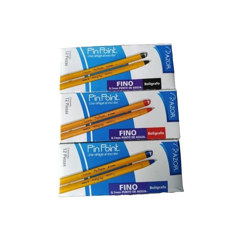 3 Cajas De Lapiceros Pinpoint (1 Azul, 1 Negra Y