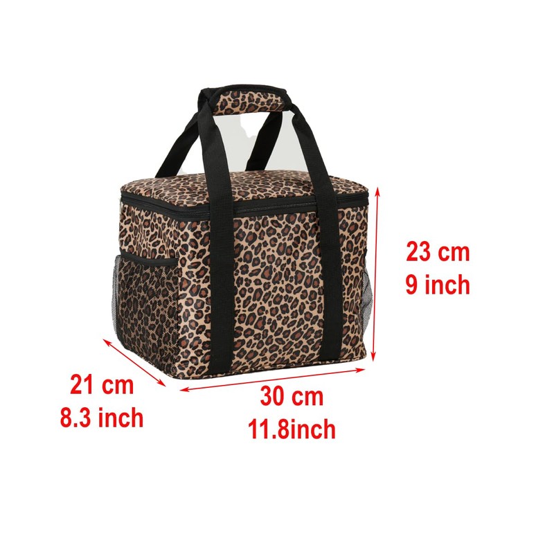 JPJYE Insulated Lunch Bag, Leopard Print Design, 30 x 21