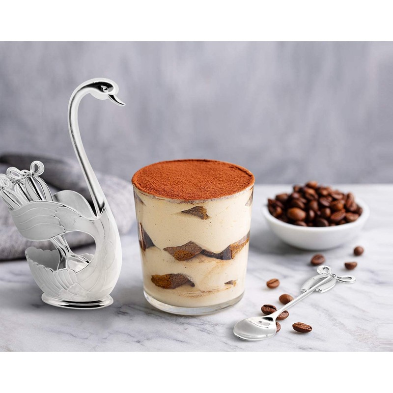 Decorative Swan Base Holder with 3 Spoons and 3 Forks,