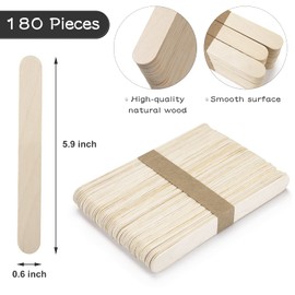 WISYOK 180 Pcs Wood Craft Sticks 5.9 Inch, Ice Cream Sticks, Jumbo Sticks, Popsicle Sticks, Ideal for Building Model, Kids Handicraft, and Creating Craft Projects