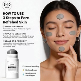 Mascarilla en Barra de Arcilla Volcánica, Limpieza Profunda de Poros, Elimina Puntos Negros, con Ácido Glicólico, Arcilla Natural de Alaska, Cremosa, para Todo Tipo de Piel,40g