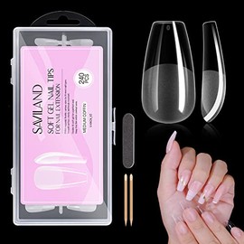 Saviland Nail Tips, Clear, 550 pcs, Ultra Thin Back End, Clear, 10 Sizes, Convenient to Use, Natural Fit, Matte, Nail Length (04)
