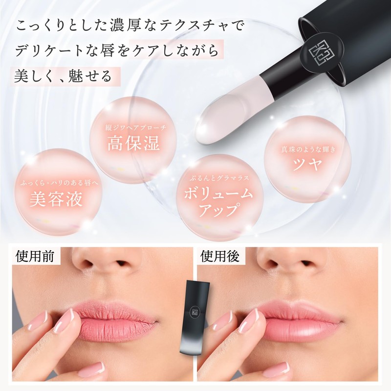 Kyogoku Lip Serum Plumper, Plump Volume, Moisturizing, Ruddy Feel, Transparent,