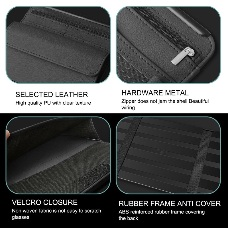 MLY Car Sun Visor Organizer, Leather Sunglasses Note Pen Card