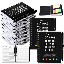 Resurhang 48 Pcs/24 Sets Employee Appreciation Gift Valentine's Day Inspirational A6 Spiral Weekly Notebook Motivational Ballpoint Pen for Coworker Nurse Teacher(Black,Team Together)