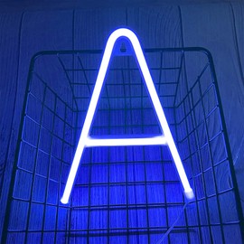 ENUOLI Blue Neon Letter Sign Neon Words Battery/USB Powered LED Alphabet Neon Art Lights Wall Decor Light up Words for Wedding Birthday Party Christmas Home Bar Decoration (A)
