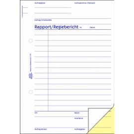 AVERY Zweckform 1770 Rapport/Regiebericht (A5, selbstdurchschreibend, von Rechtsexperten geprüft, für Deutschland und Österreich zur Dokumentation der Arbeitsleistung, 2x40 Blatt) weiß/gelb