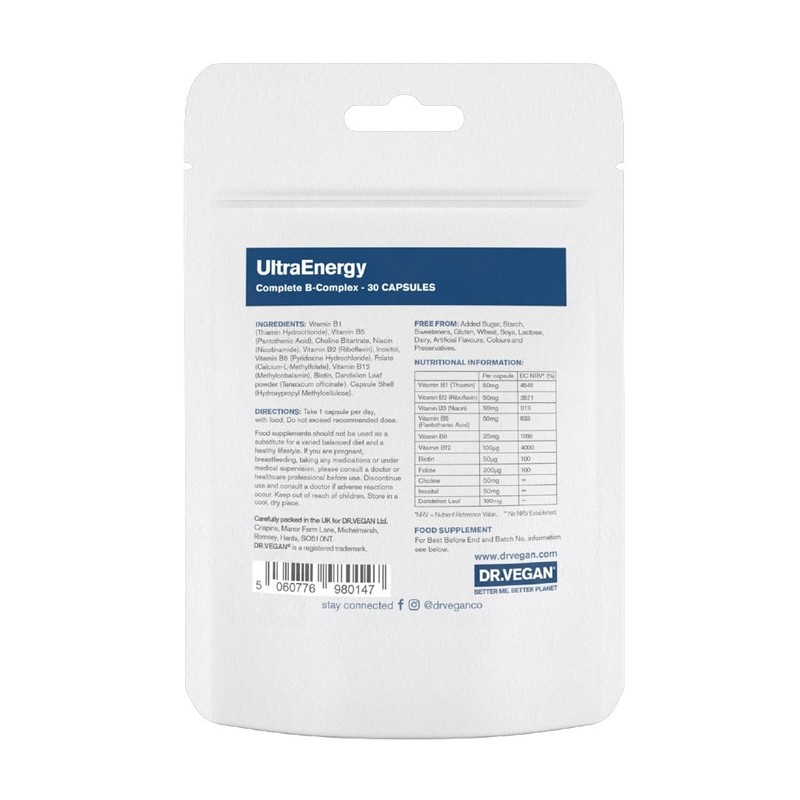 DR.VEGAN UltraEnergy | High Strength B Vitamin Complex, 30 Vegan-Friendly