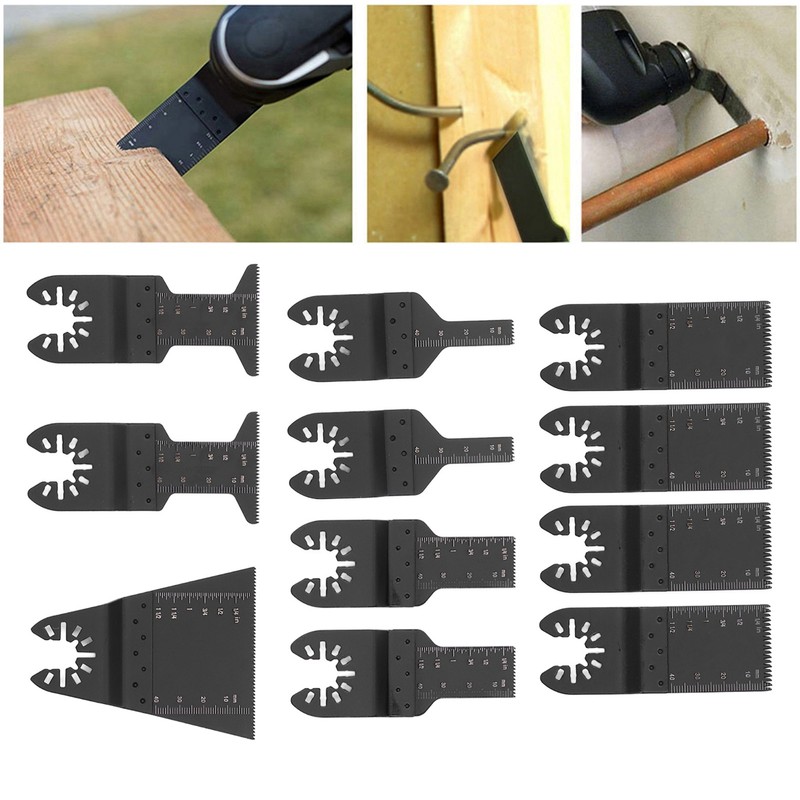 11PCS Oscillating Saw Blade Quick Release Carbon Steel Woodworking Straight