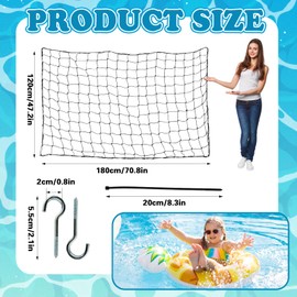 Eerrhhaq 71 x 47 in Large Pool Toy Float Storage Net,Hanging Elastic Mesh Net Organizer with 20 Hooks and 20 Cable Ties,Swimming Poolside Fence Holder for Inflatable Floats Rafts Balls