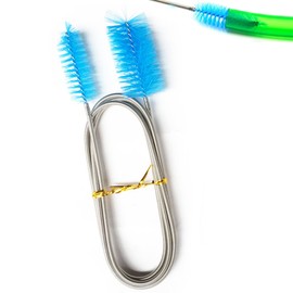 PCTC Aquarium Filter Brush Long Brush Flexible Double Ended Bristles Water Pipe Brush Tube Brush for Fish Tank or Home Kitchen (Blue)